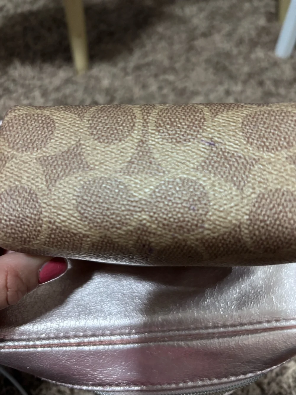 Coach Tan/Brown Signature Mini Crossbody Bag